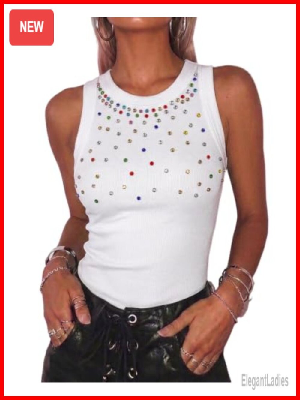 Rhinestone Racerback Tank Top